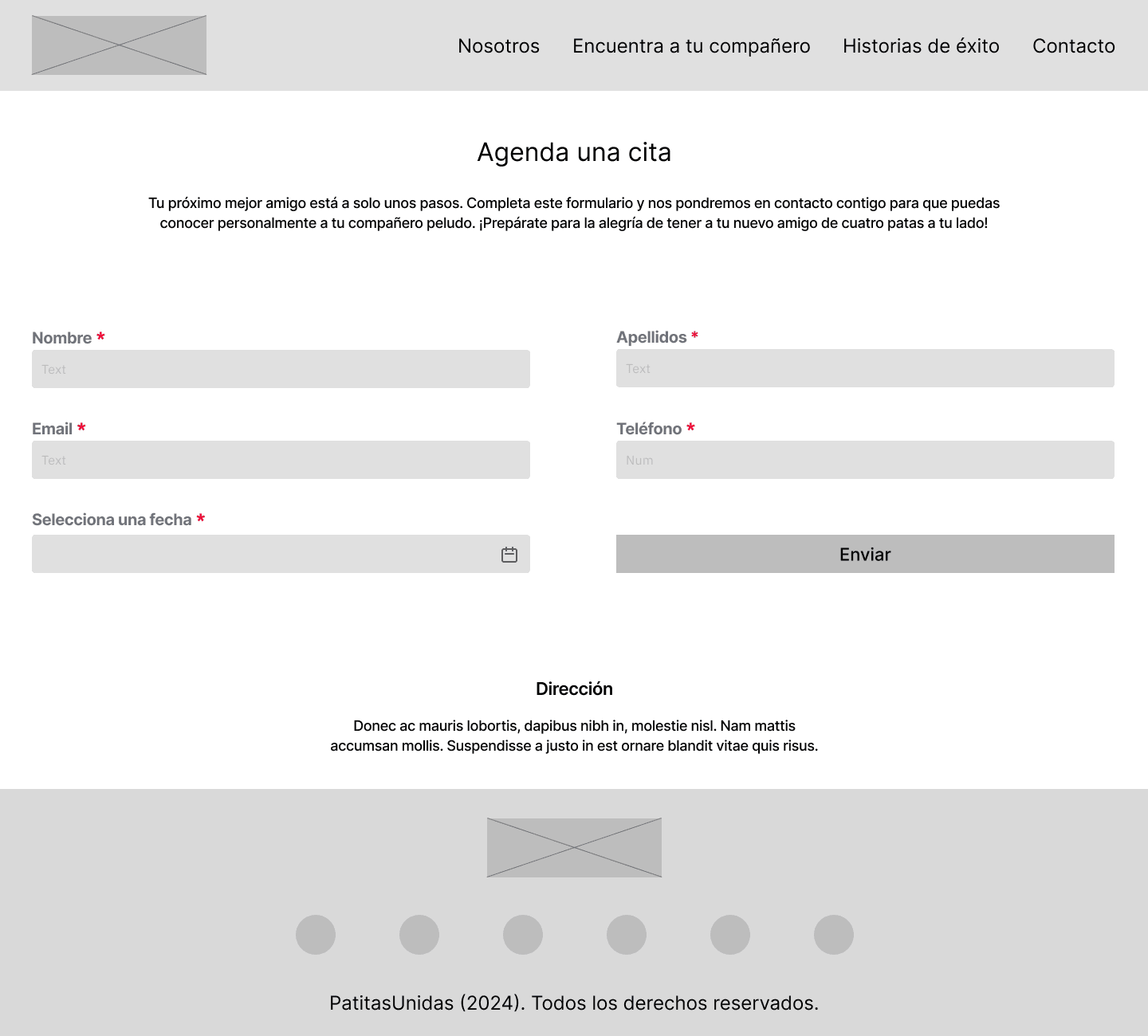 Cita Patitas Unidas Wireframe